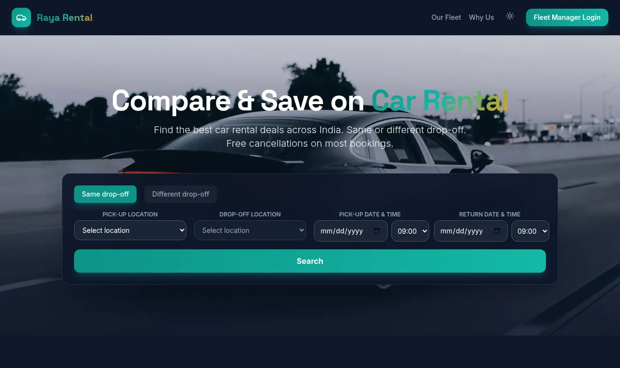 Car Rental — Fleet booking & checkout — inventory, reservations and returns.