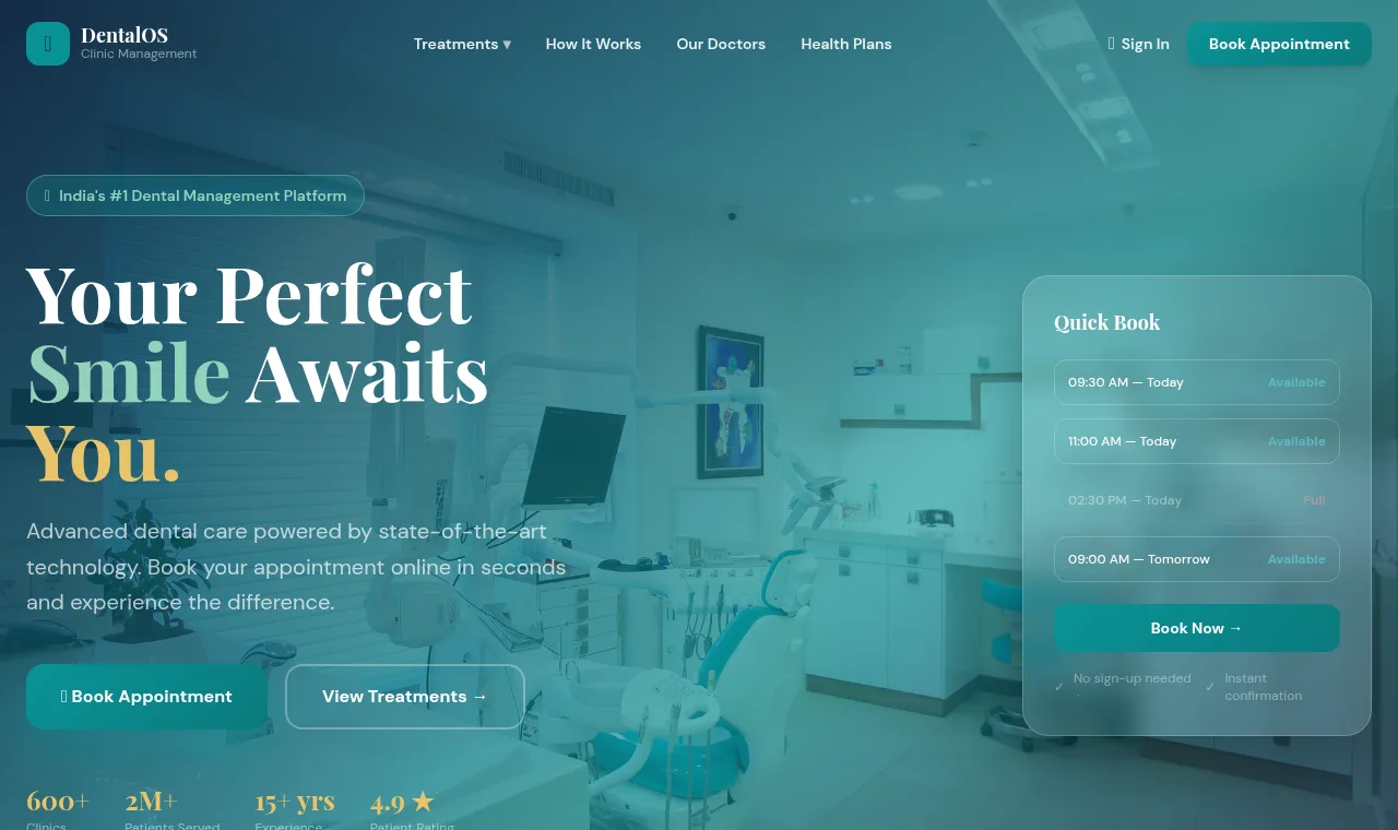 DentalOS — Clinic management with patient records and appointment scheduling.