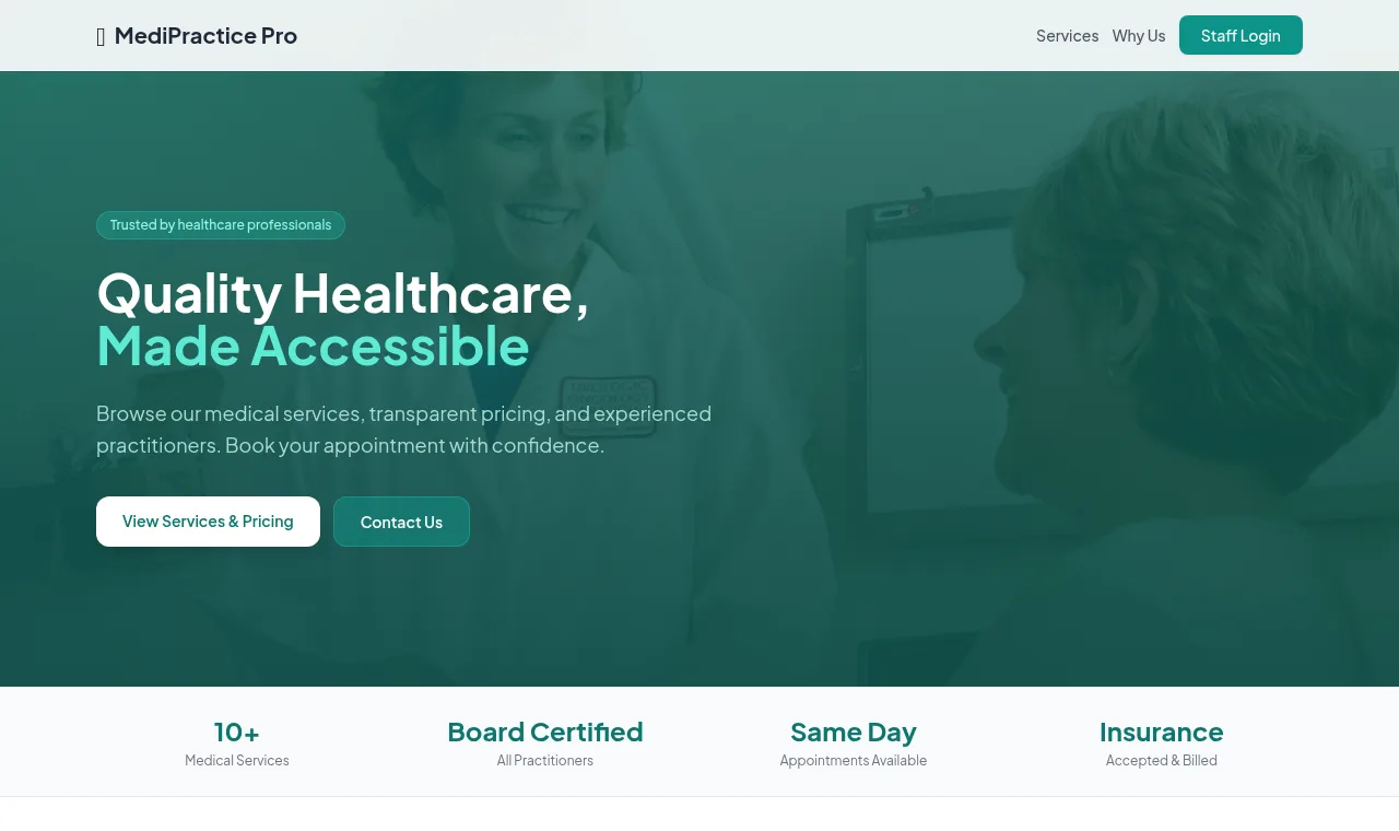 MediPractice — Multi-clinic practice management with encrypted patient records.