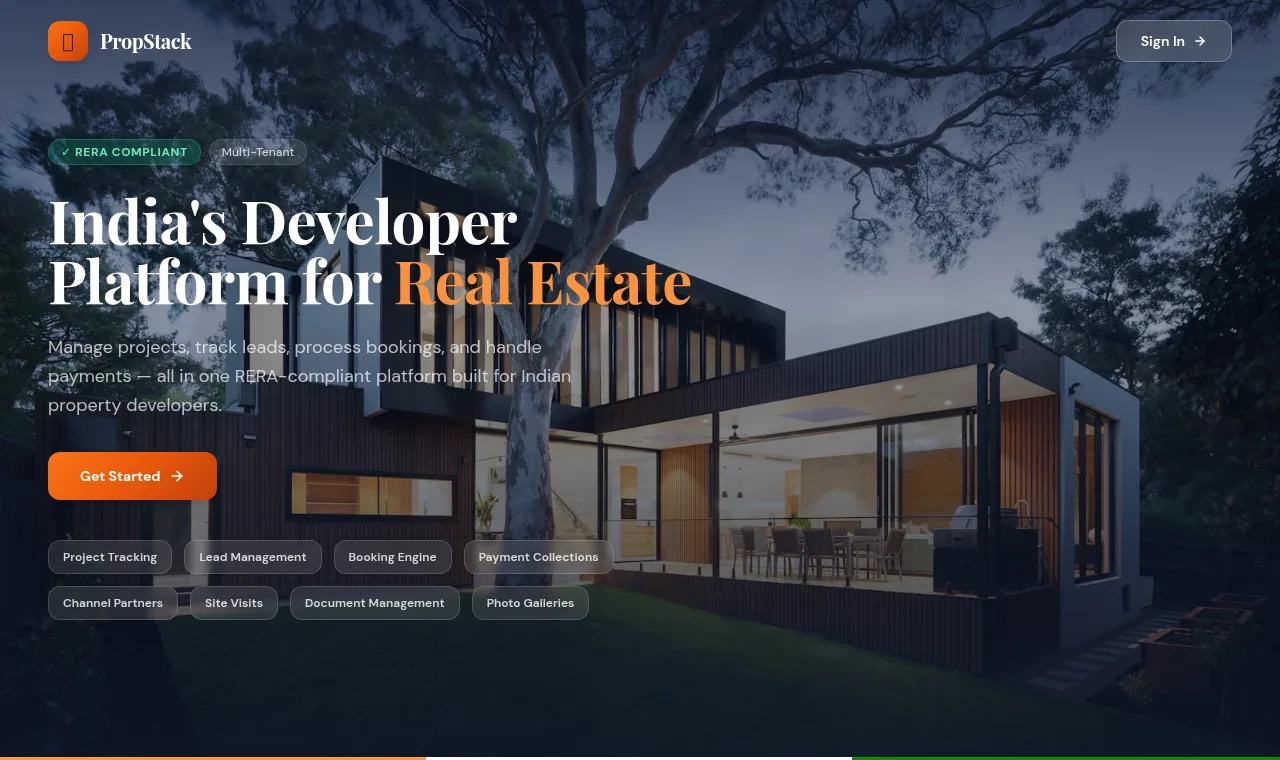 PropStack — Property listings and agent CRM with lead tracking, multi-tenant.