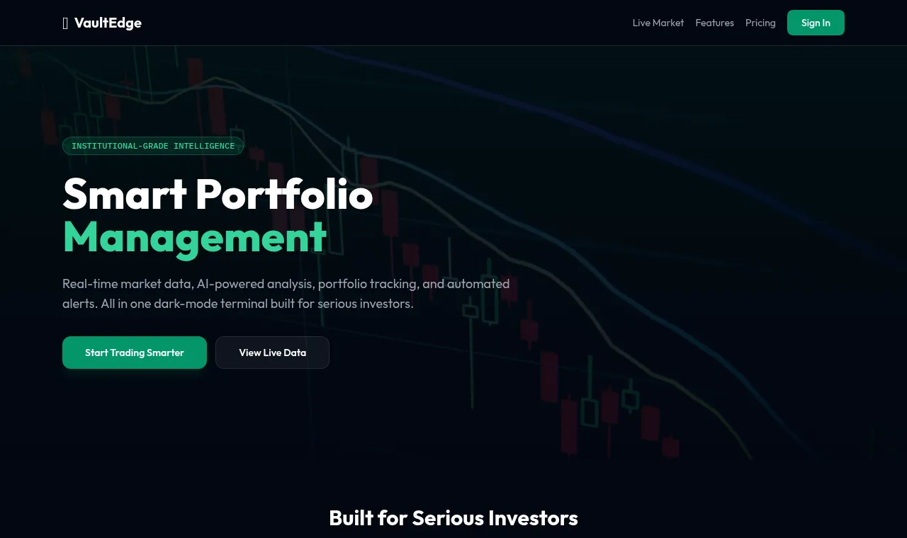 VaultEdge — Investment portfolio analytics with risk modeling and market intel.